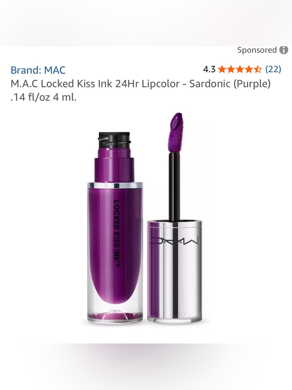 🔥NEW MAC Locked Kiss Ink 24Hr Lipcolor No Box. Sardonic Purple